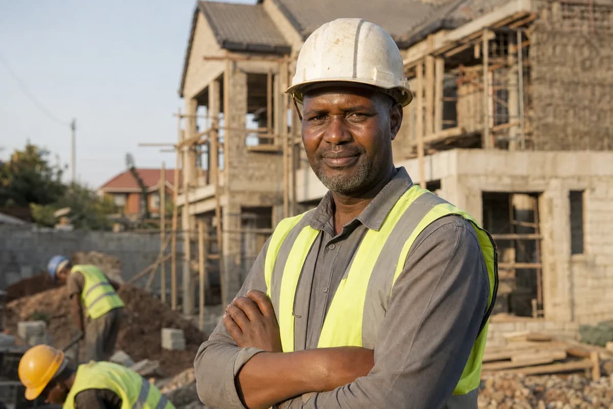Kenyan construction contractor at a residential building site